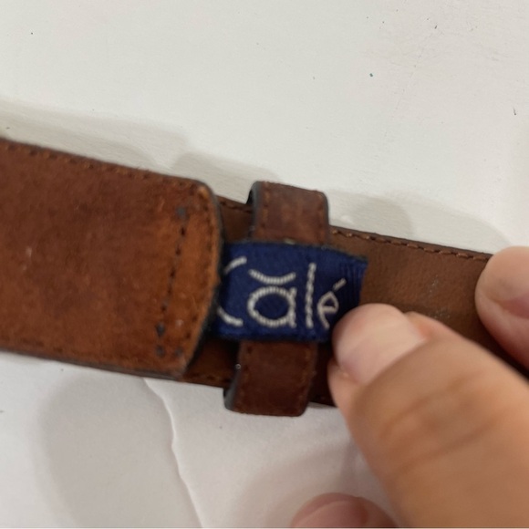 Cale Made In Spain Exotic Leather Gold Medusa Head Embellished Belt Size 26-29 - Picture 8 of 8